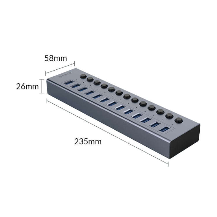 ORICO BT2U3-13AB-GY-BP Multi-Ports Individual Switches HUB, EU Plug