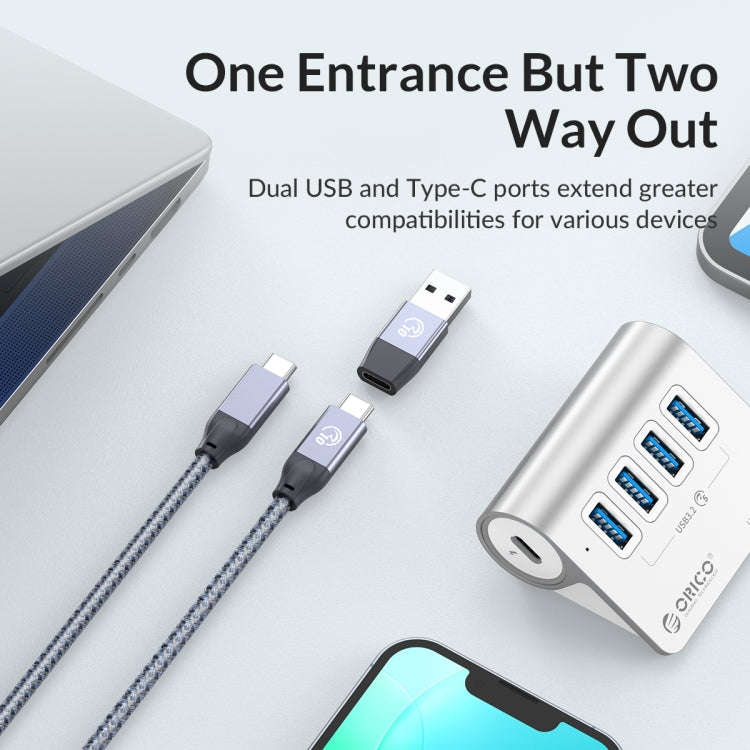 ORICO M3UT3 3-port USB 3.2 HUB with Card Reader (Silver)