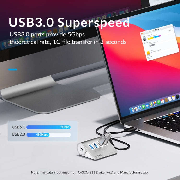 ORICO M3UT3 3-port USB 3.2 HUB with Card Reader (Silver)