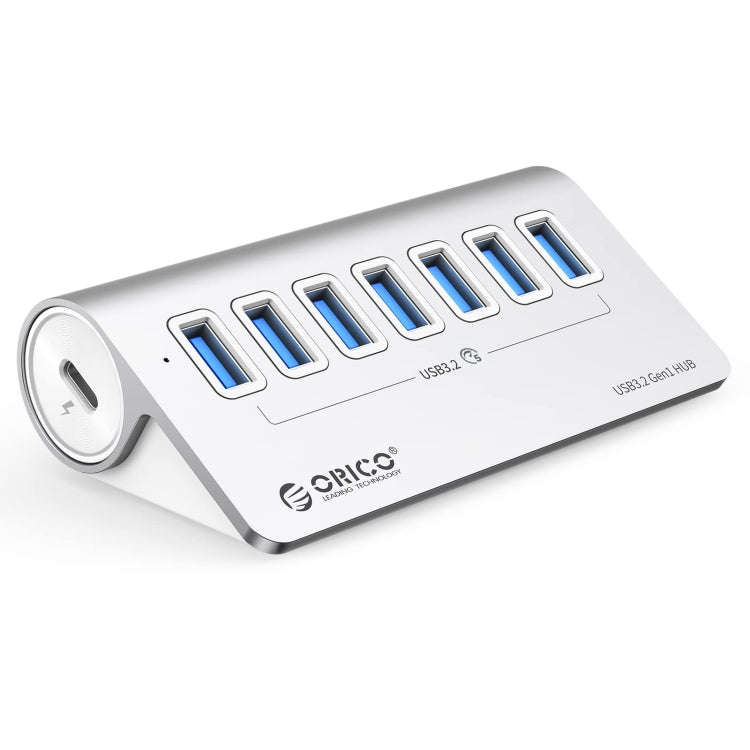 ORICO M3U7 Aluminum Alloy 7-Port USB 3.2 Gen1 5Gbps HUB with 1m Cable(Silver)