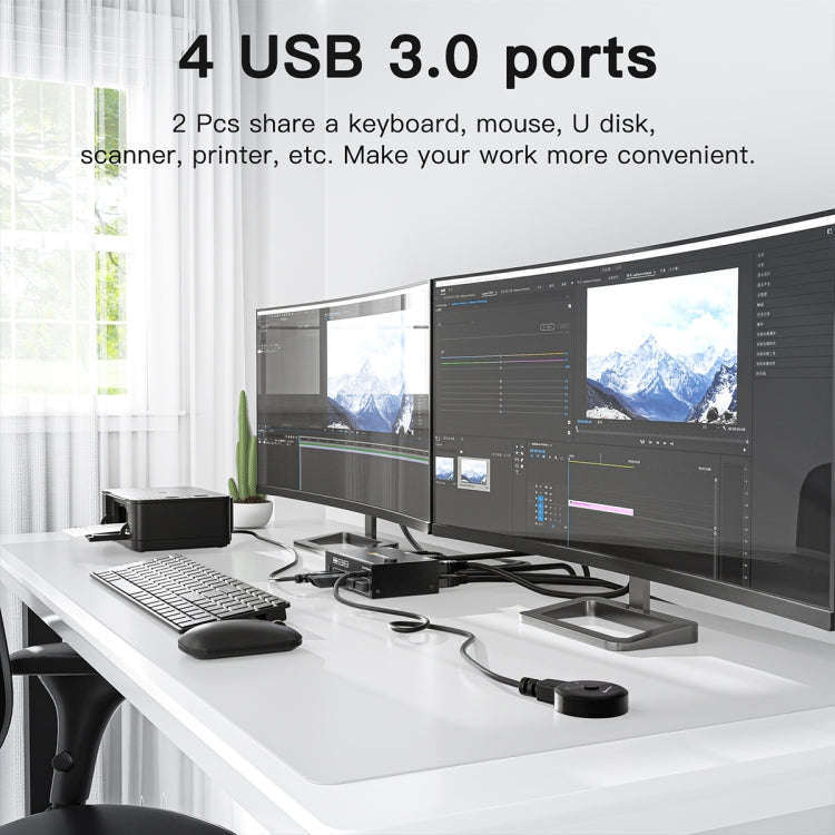 KC-KVM202AS 4K 60HZ USB3.0 HDMI Dual Display KVM Switcher Support EDID Analog Lock Screen