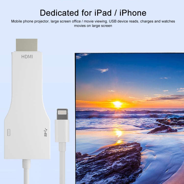 NK-1078 8 Pin to HDMI Male + USB Female Adapter Cable, Length1m