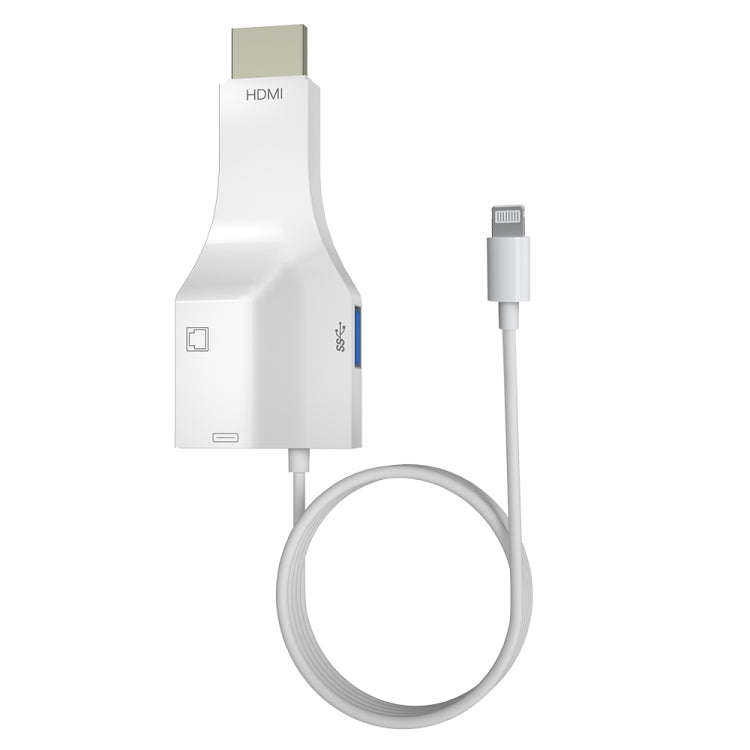 NK-1079 8 Pin to HDMI Male + USB Female + RJ45 Female Adapter Cable, Length1m