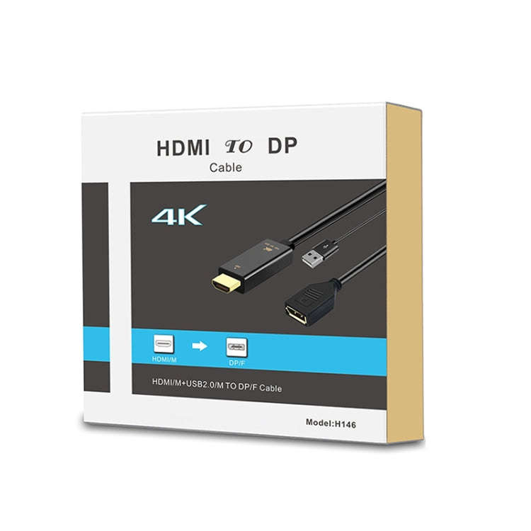 H146 HDMI Male + USB 2.0 Male to DisplayPort Female Adapter Cable, Length25cm