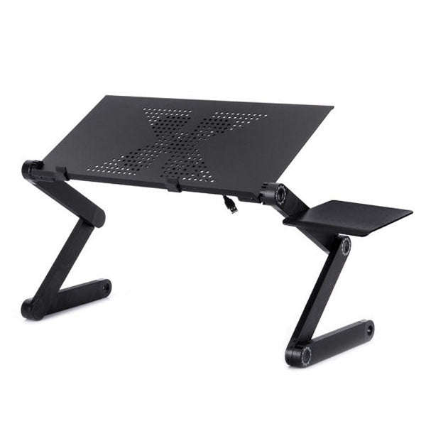 Portable 360 Degree Adjustable Foldable Aluminium Alloy Desk Stand with Cool Fans & Mouse Pad for...