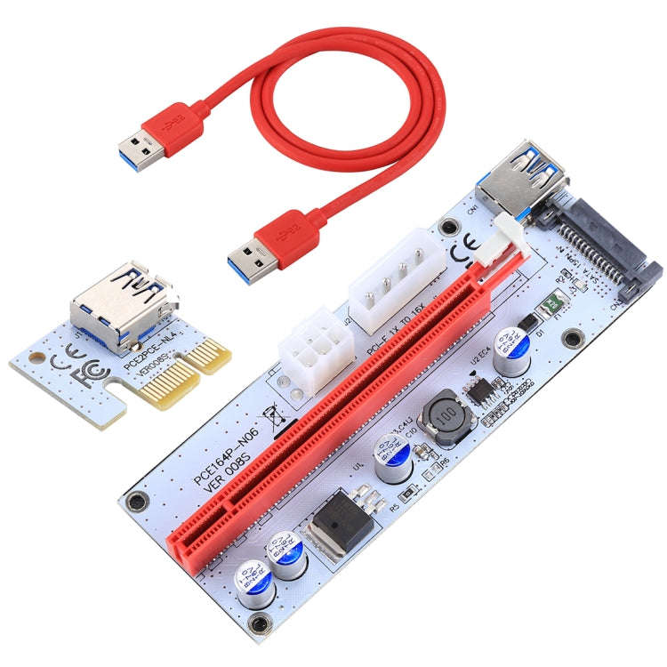 PCE164P-N06 VER008S USB 3.0 PCI-E Express 1x to 16x PCI-E Extender Riser Card Adapter 15 Pin SATA...