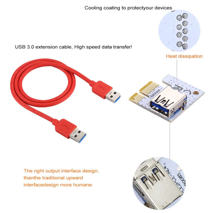 PCE164P-N06 VER008S USB 3.0 PCI-E Express 1x to 16x PCI-E Extender Riser Card Adapter 15 Pin SATA...