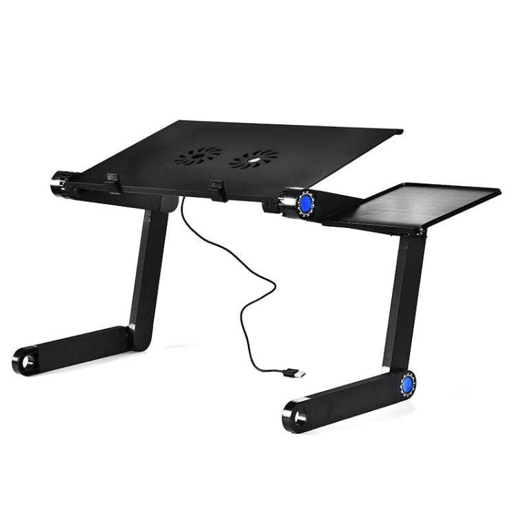 Portable 360 Degree Adjustable Foldable Aluminium Alloy Desk Stand with Double CPU Fans & Mouse P...