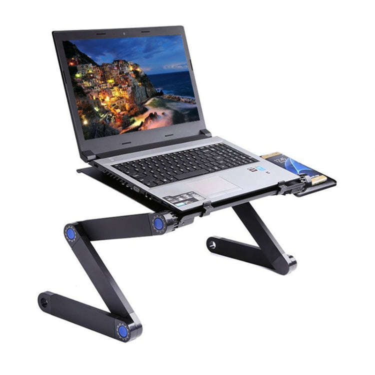 Portable 360 Degree Adjustable Foldable Aluminium Alloy Desk Stand with Double CPU Fans & Mouse P...