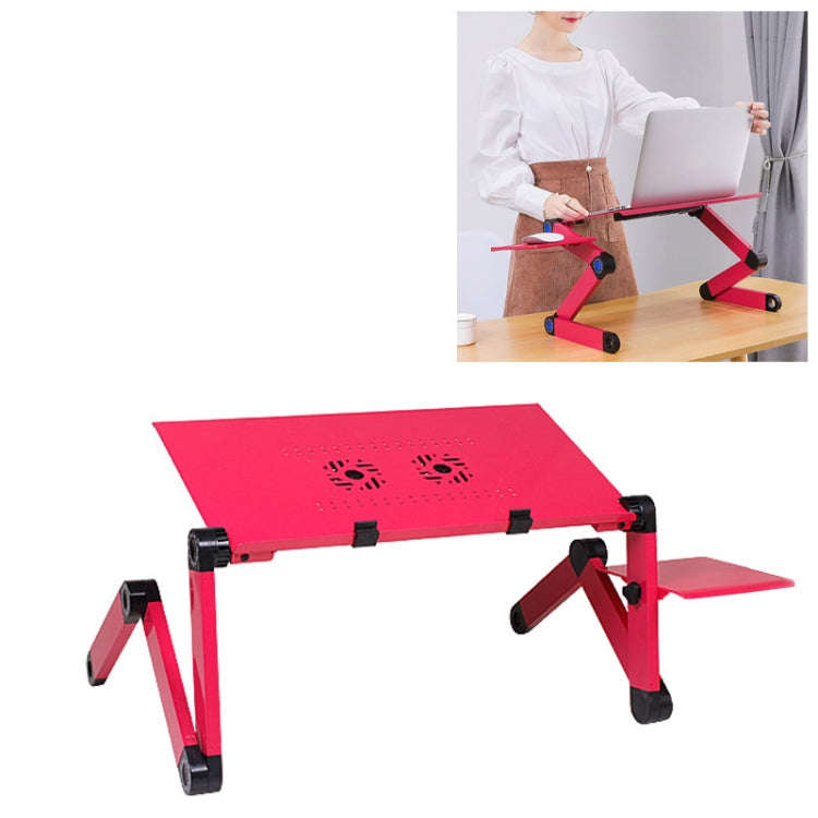 Portable 360 Degree Adjustable Foldable Aluminium Alloy Desk Stand with Double CPU Fans & Mouse P...
