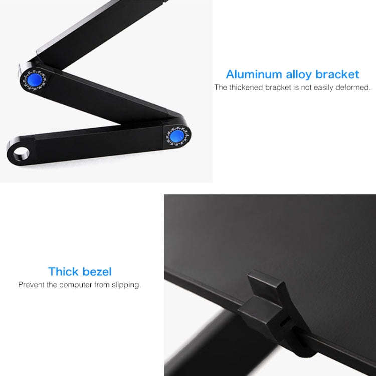 Portable 360 Degree Adjustable Foldable Aluminium Alloy Desk Stand with Double CPU Fans & Mouse P...