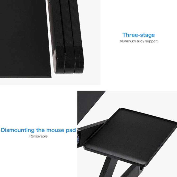 Portable 360 Degree Adjustable Foldable Aluminium Alloy Desk Stand with Double CPU Fans & Mouse P...