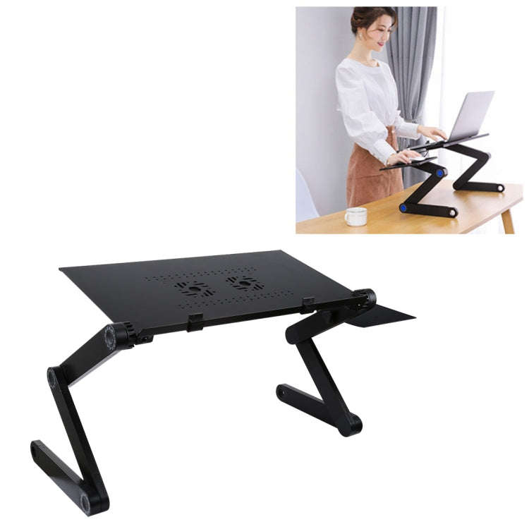 Portable 360 Degree Adjustable Foldable Aluminium Alloy Desk Stand with Double CPU Fans & Mouse P...