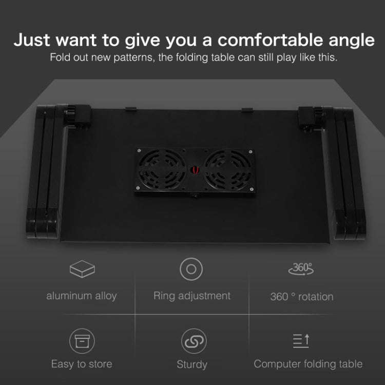 Portable 360 Degree Adjustable Foldable Aluminium Alloy Desk Stand with Double CPU Fans & Mouse P...