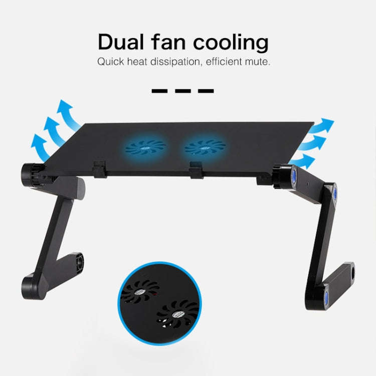 Portable 360 Degree Adjustable Foldable Aluminium Alloy Desk Stand with Double CPU Fans & Mouse P...