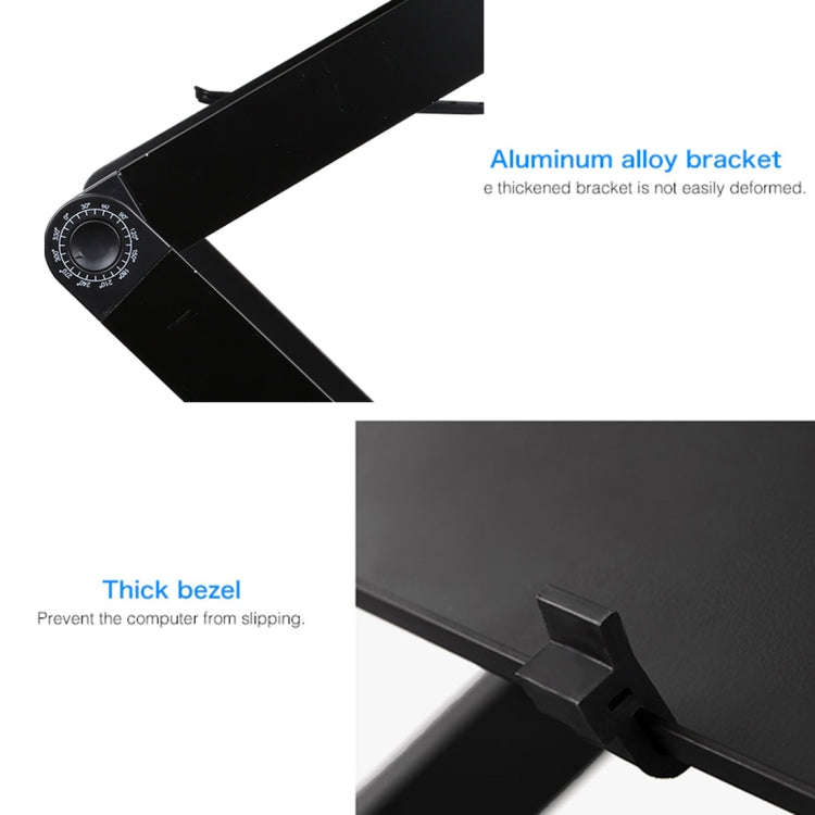 Portable 360 Degree Adjustable Foldable Aluminium Alloy Desk Stand with Double CPU Fans & Mouse P...