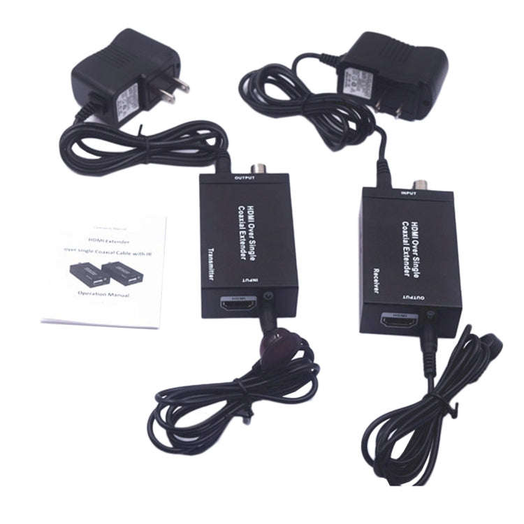 NK-C100IR 1080P HDMI Over Single Coaxial Extender Transmitter + Receiver with IR Coaxial Cable, S...