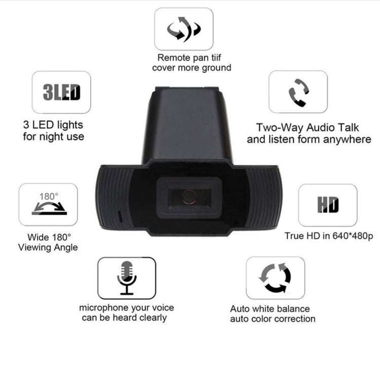 HXSJ A870 480P Pixels HD 360 Degree WebCam USB 2.0 PC Camera with Microphone for Skype Computer P...