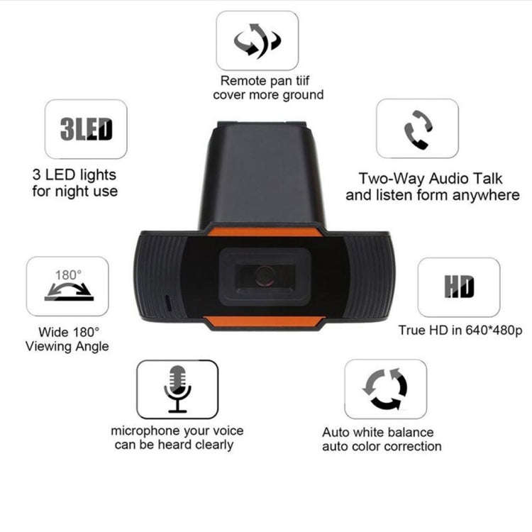 A870 480P Pixels HD 360 Degree WebCam USB 2.0 PC Camera with Microphone for Skype Computer PC Lap...