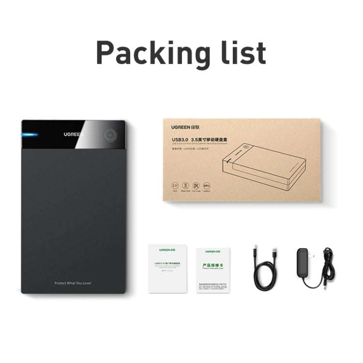 UGREEN US222 HDD Enclosure 2.5 / 3.5 inch SATA to USB 3.0 SSD Adapter Hard Disk Drive Box Externa...
