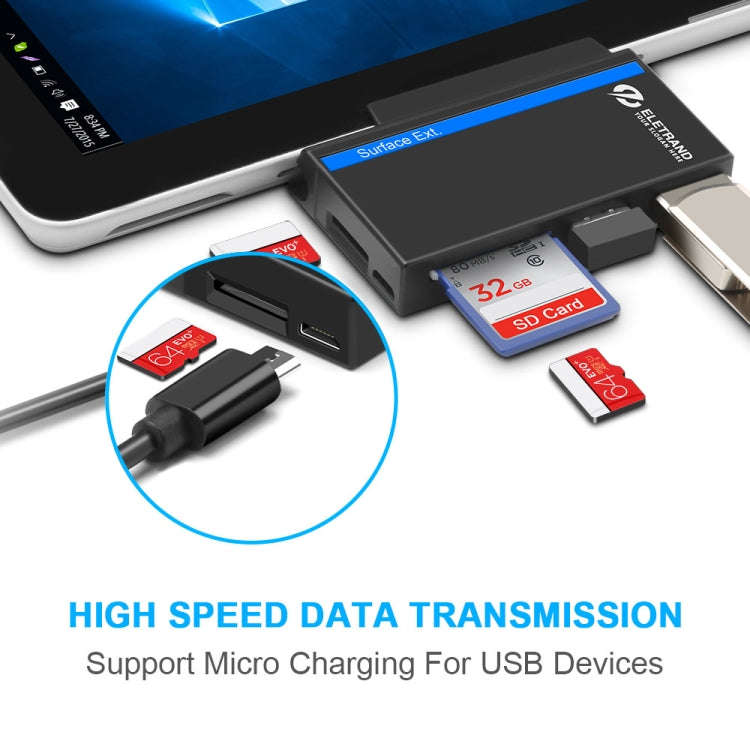 ROCKETEK RT-SGO727 USB 3.0 + USB 2.0 + Micro USB Interface Hub for Microsoft Surface Go, with 2 T...