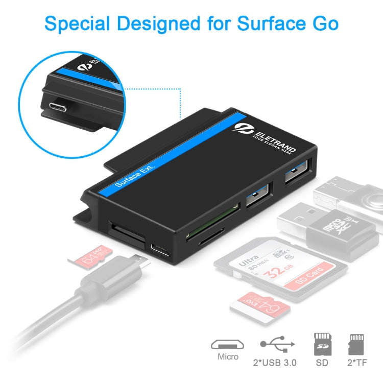 ROCKETEK RT-SGO737 2 USB 3.0 + Micro USB Interface Hub for Microsoft Surface Go, with 2 TF Card &...