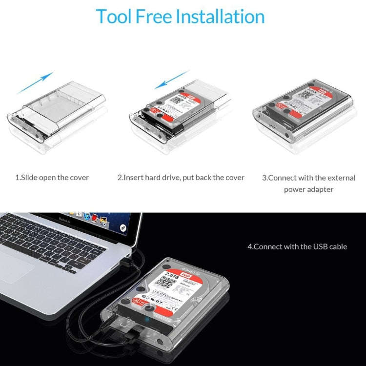 ORICO 3139U3 3.5 inch SATA HDD USB 3.0 Micro B External Hard Drive Enclosure Storage Case(Transpa...