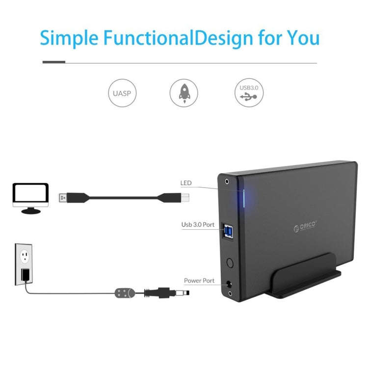 ORICO 7688U3 Vertical Aluminum External Hard Drive Enclosure Storage Case Hard Drive Dock for 3.5...