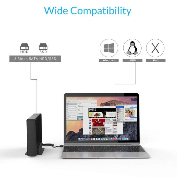 ORICO 7688U3 Vertical Aluminum External Hard Drive Enclosure Storage Case Hard Drive Dock for 3.5...