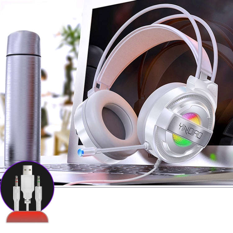 YINDIAO Q3 USB + Dual 3.5mm Wired E-sports Gaming Headset with Mic & RGB Light, Cable Length: 1.6...