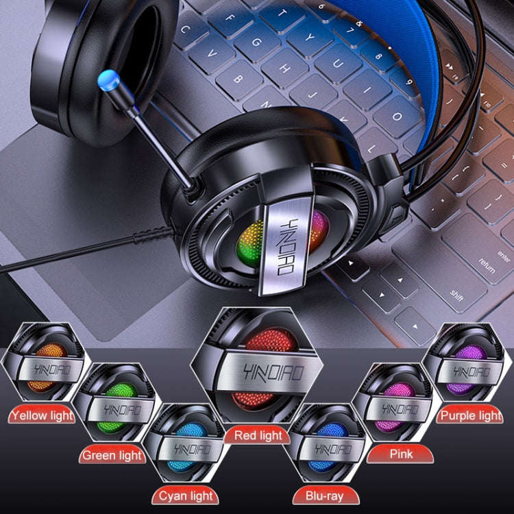 YINDIAO Q3 USB + Dual 3.5mm Wired E-sports Gaming Headset with Mic & RGB Light, Cable Length: 1.6...