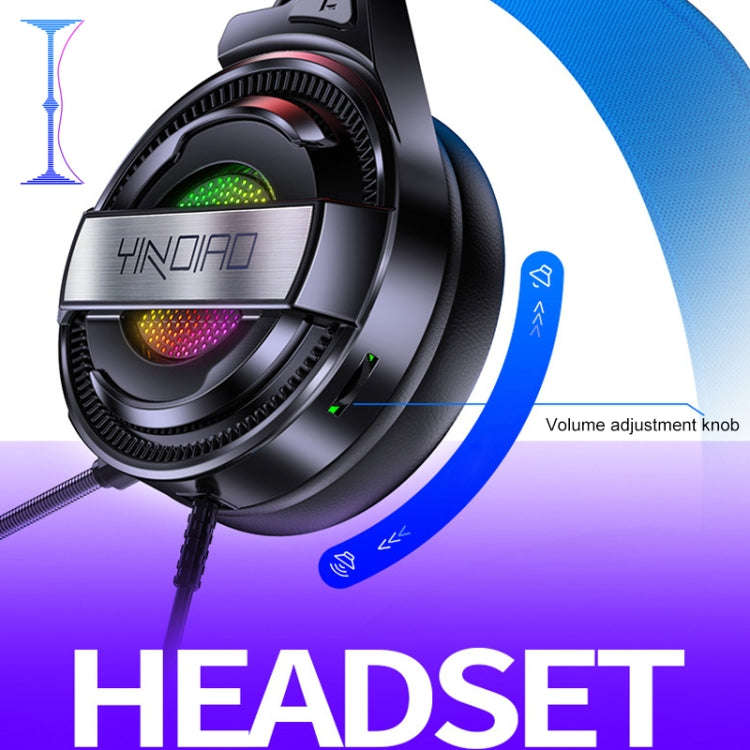 YINDIAO Q3 USB + Dual 3.5mm Wired E-sports Gaming Headset with Mic & RGB Light, Cable Length: 1.6...