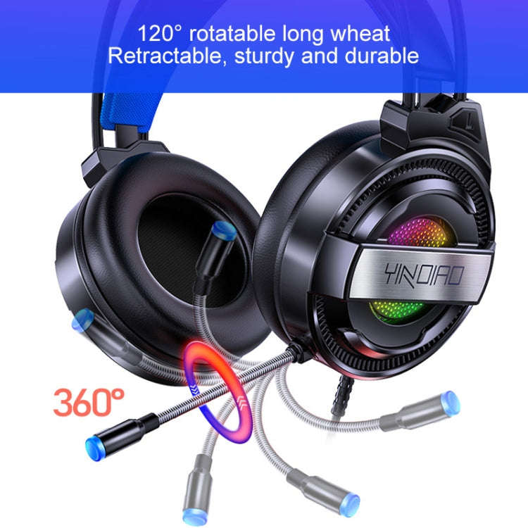 YINDIAO Q3 USB + Dual 3.5mm Wired E-sports Gaming Headset with Mic & RGB Light, Cable Length: 1.6...