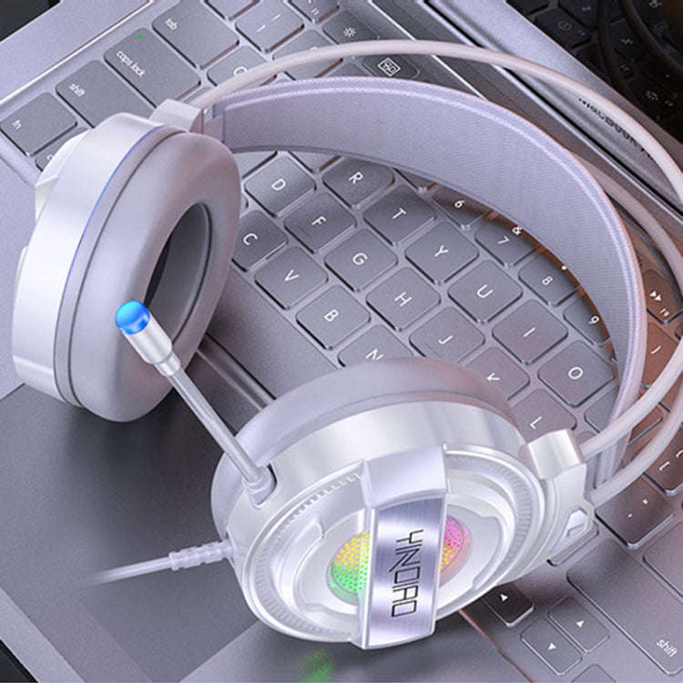 YINDIAO Q3 USB Wired E-sports Gaming Headset with Mic & RGB Light, Cable Length: 1.67m (White)