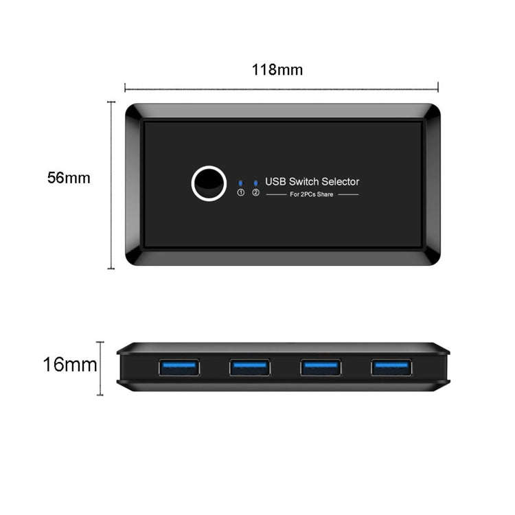 UK204V Drive-free USB 3.0 Switch Selector 2 USB Ports Sharing 4 USB Ports Switcher Adapter for Mo...