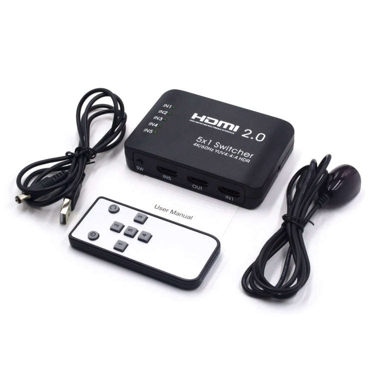AYS-51V20 HDMI 2.0 5x1 4K Ultra HD Switch Splitter(Black)