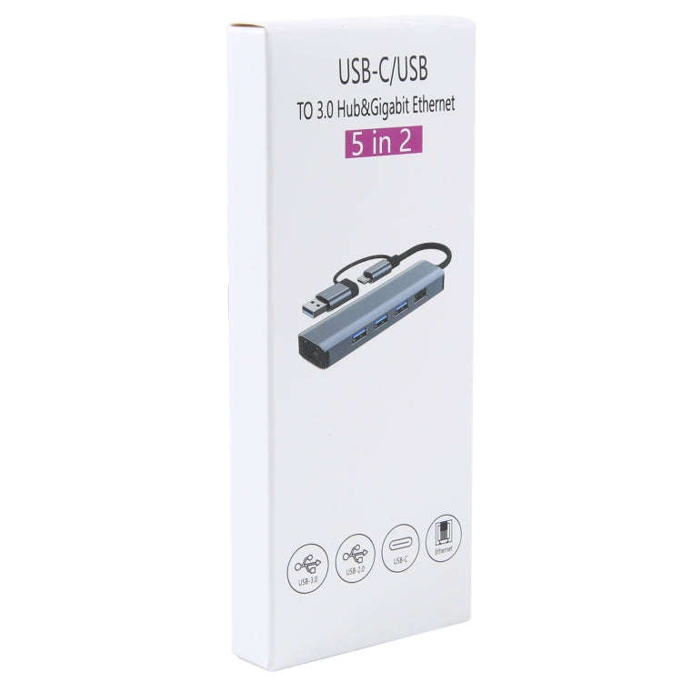 BYL-2208TU 5 in 2 USB + USB-C / Type-C to USB Multifunctional Docking Station HUB Adapter