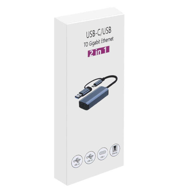 BYL-2207TU 2 in 1 USB + Type-C to RJ45 Docking Station HUB Adapter