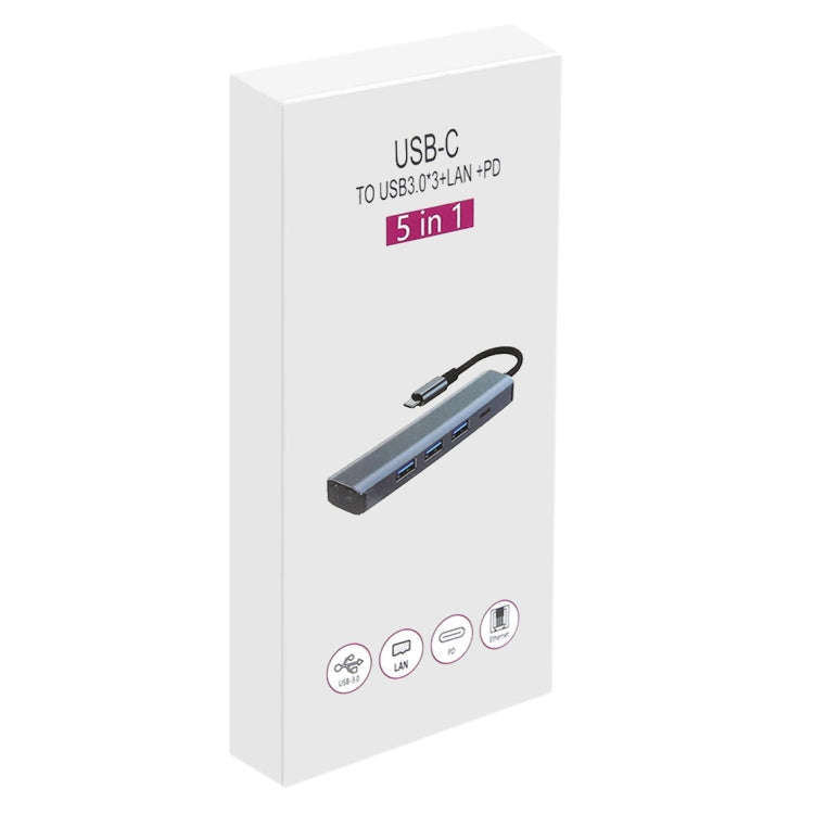 BYL-2302 5 in 1 USB-C / Type-C to USB Multifunctional Docking Station HUB Adapter with 1000M Netw...