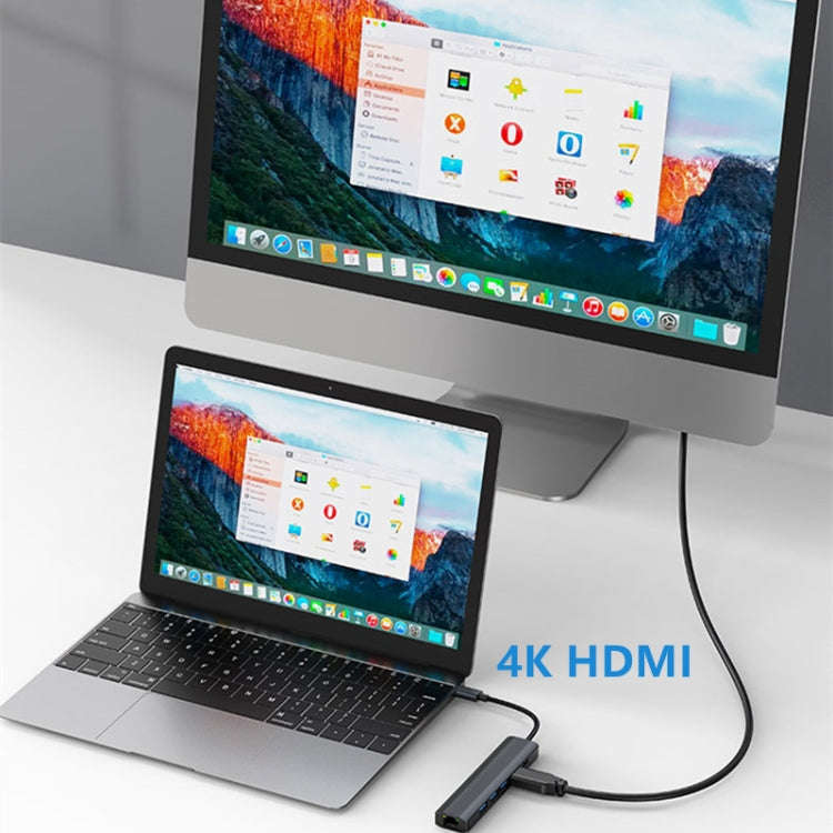 BYL-2210 6 in 1 USB-C / Type-C to USB Multifunctional Docking Station HUB Adapter with 1000M Netw...