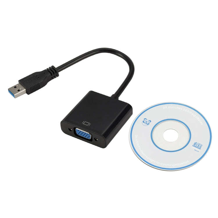 External Graphics Card Converter Cable USB3.0 to VGA, Resolution: 1080P(Black)