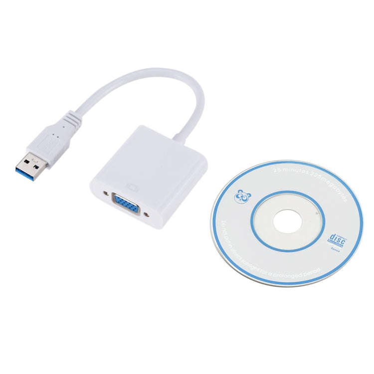External Graphics Card Converter Cable USB3.0 to VGA, Resolution: 1080P(White)