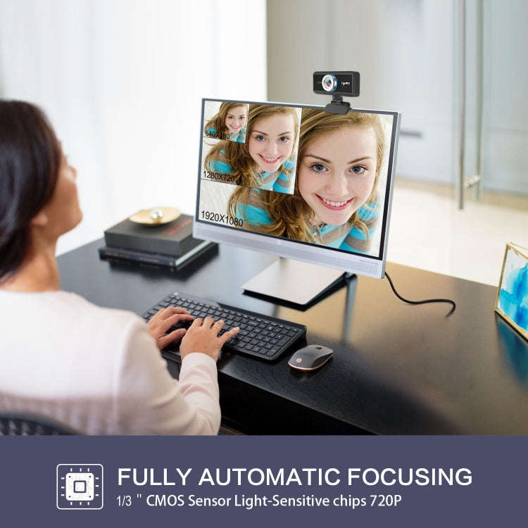 HXSJ S90 30fps 1 Megapixel 720P HD Webcam for Desktop / Laptop / Android TV, with 8m Sound Absorb...