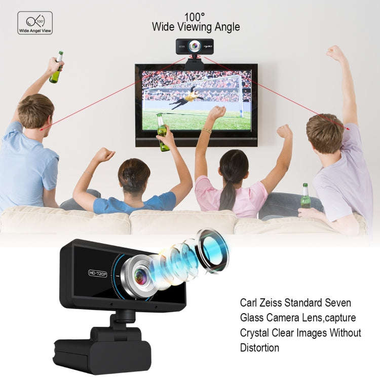 HXSJ S90 30fps 1 Megapixel 720P HD Webcam for Desktop / Laptop / Android TV, with 8m Sound Absorb...