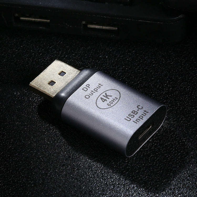 Type-C / USB-C Female to Big DP Male Aluminium Alloy Adapter (Silver)