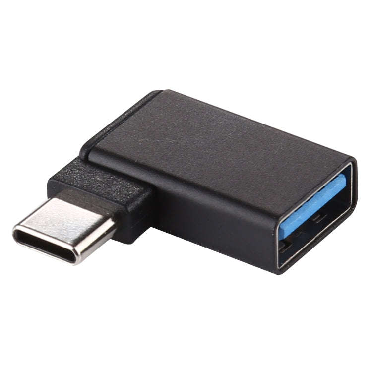 Type-C / USB-C Male to USB 3.2 Female 90 Degree Elbow Head Aluminium Alloy Adapter (Black)