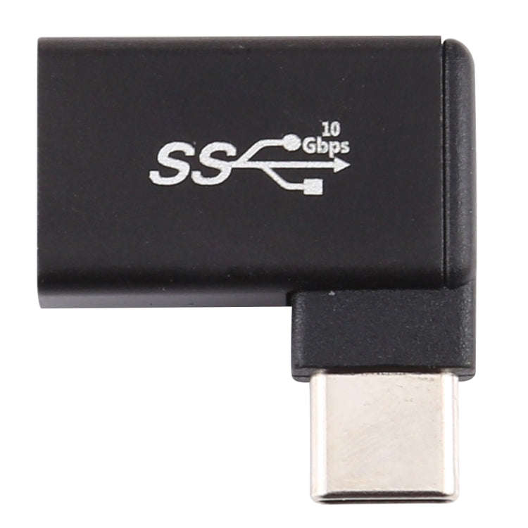 Type-C / USB-C Male to USB 3.2 Female 90 Degree Elbow Head Aluminium Alloy Adapter (Black)