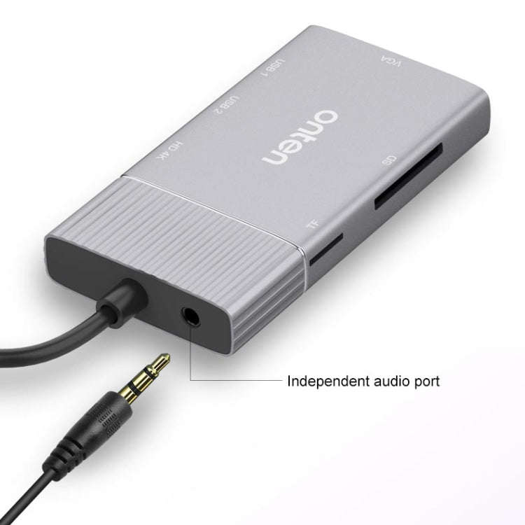 Onten 95113 8 In 1 USB 3.0 x2 + SD / TF + HDMI / VGA + 3.5mm Jack + Type-C / USB-C (PD 3.0) Multi...