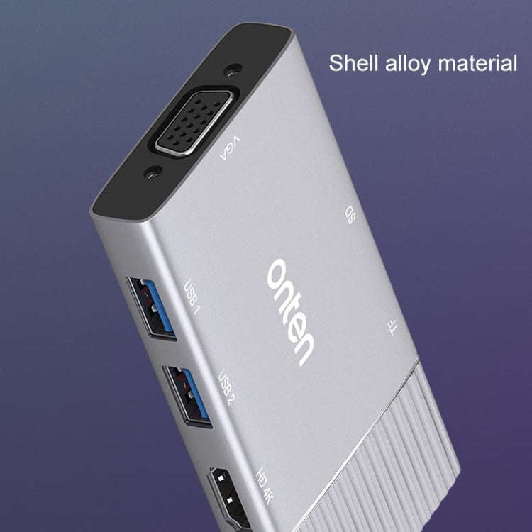 Onten 95113 8 In 1 USB 3.0 x2 + SD / TF + HDMI / VGA + 3.5mm Jack + Type-C / USB-C (PD 3.0) Multi...