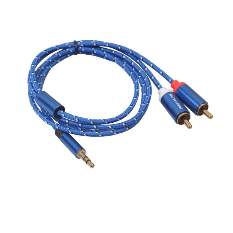 REXLIS 3610 3.5mm Male to Dual RCA Gold-plated Plug Blue Cotton Braided Audio Cable for RCA Input...